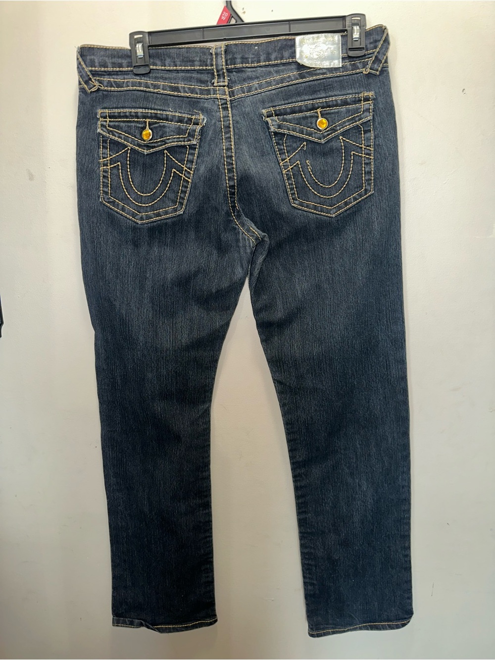 Dark Blue Women's Jeans with Contrasting Stitching S 31